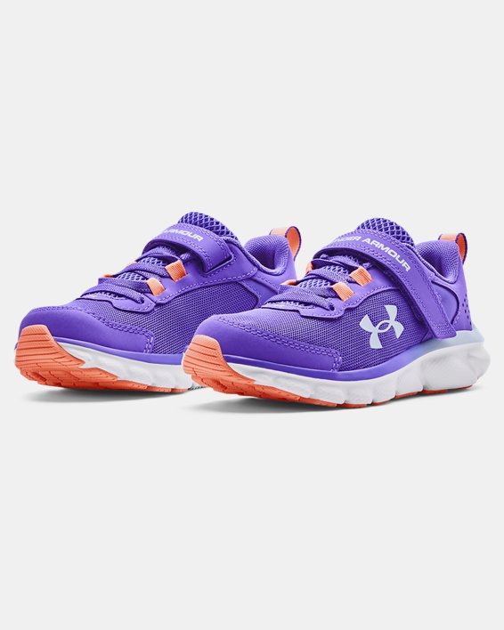 Girls' Pre-School UA Assert 9 AC Running Shoes, Purple, pdpMainDesktop image number 3